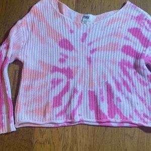 Pink comfy flower tie dye light weight sweater